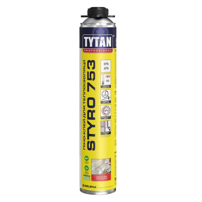 Піна-клей Tytan Professional О2 Styro 753 поліуретанова 750 мл